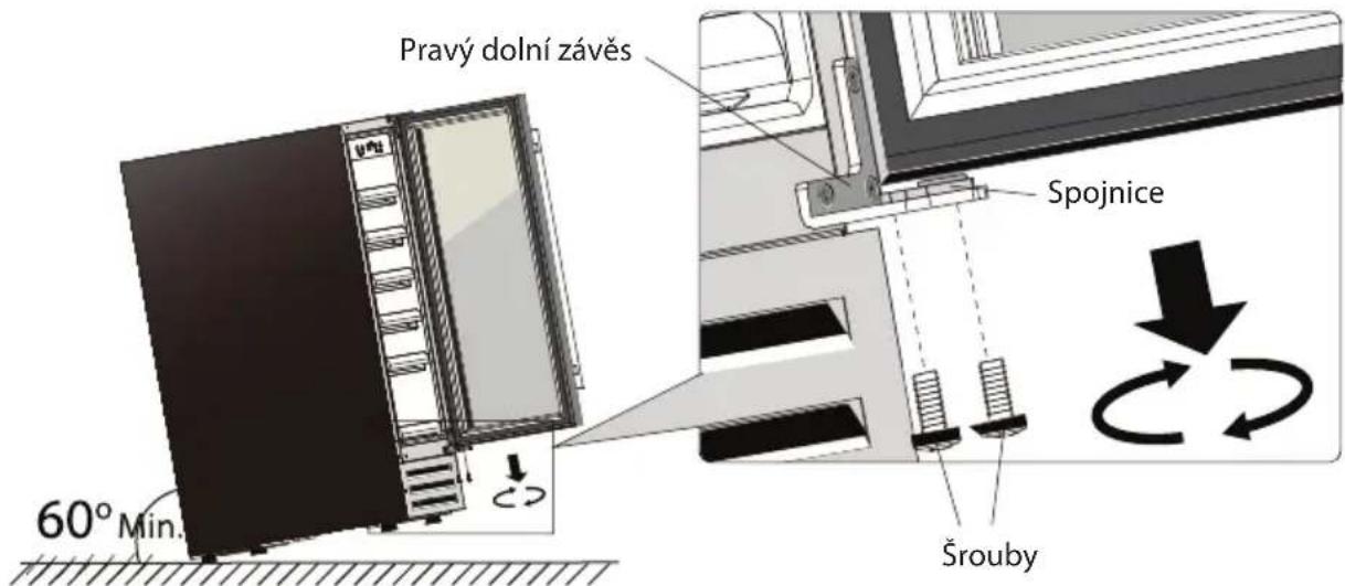 Pravý dolní závěs Spojnice Šrouby 60° Min.