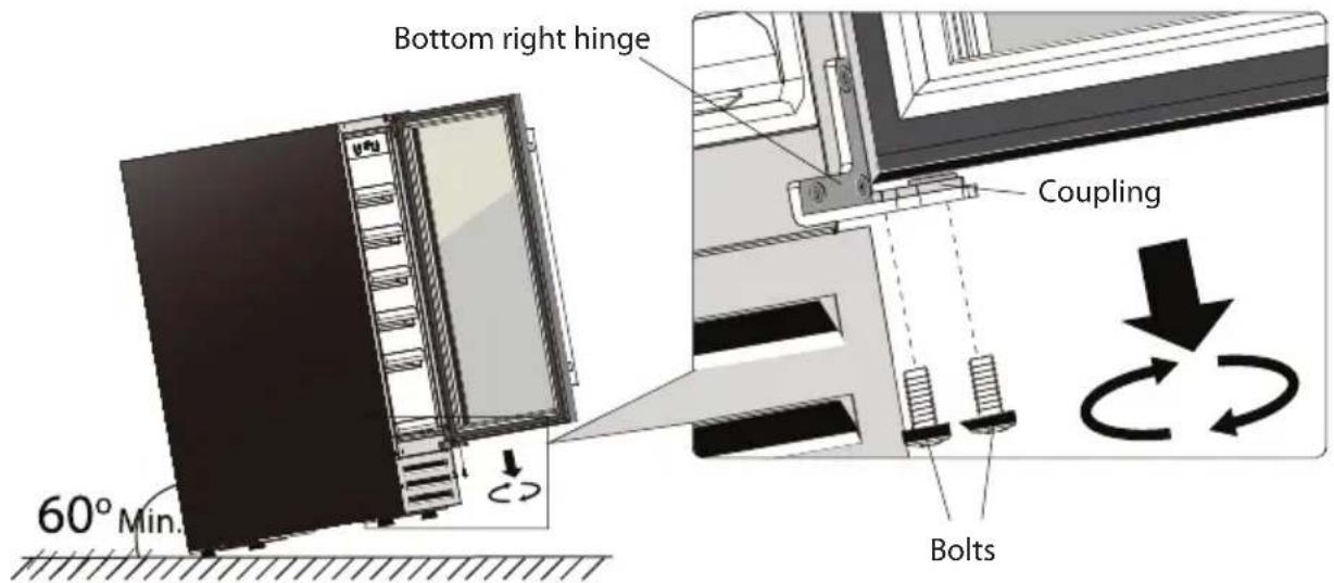 Bottom right hinge 60° Min. Coupling Bolts