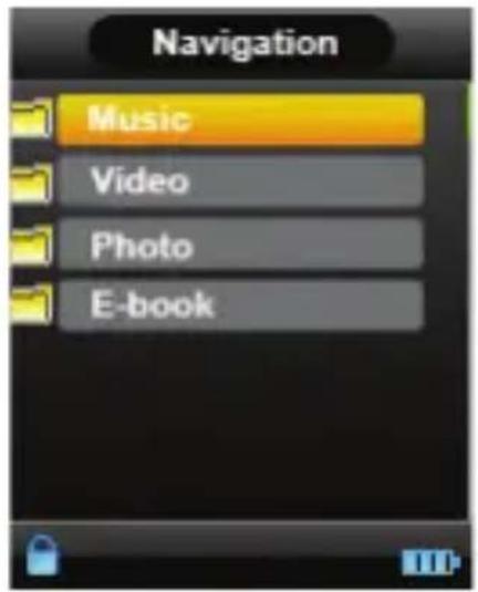 Navigation Music Video Photo E-book