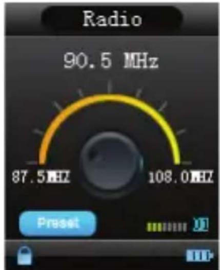 Radio 90.5 MHz 87.5 MHz 108.0 MHz Preset
