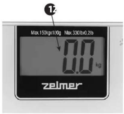 Max. 150kgx100g Max. 330lbx0,2lb 0.0 kg zelmer