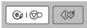 Two gray rectangular icons with symbols: one containing a circular icon and the other a stylized lightning bolt symbol.
