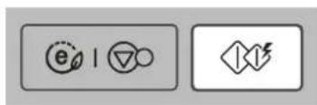 Two gray rectangular icons with symbols: one containing a circular icon with 'e' and a triangle, the other showing a stylized fish or arrow symbol.