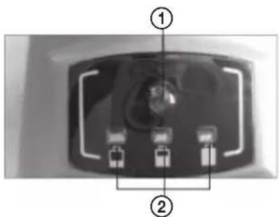 Diagram of a device rear panel with labeled components and numbered parts
