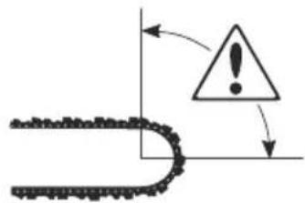 Diagram showing a warning symbol with an exclamation mark and directional arrows, likely indicating a hazard or alert scenario.