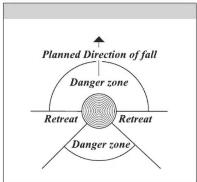 Planned Direction of fall Danger zone Retreat Retreat Danger zone