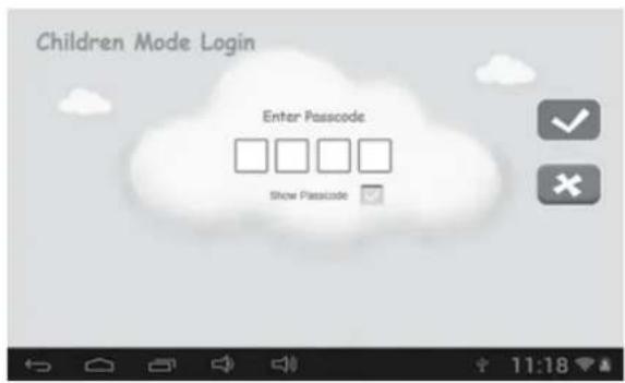 Children Mode Login Enter Passcode Show Passcode