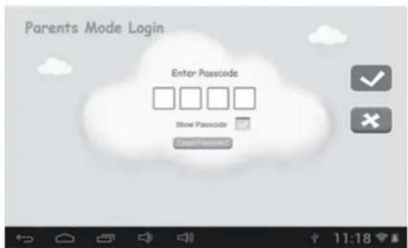 Parents Mode Login Enter Passcode Show Passcode Cancel Passcode