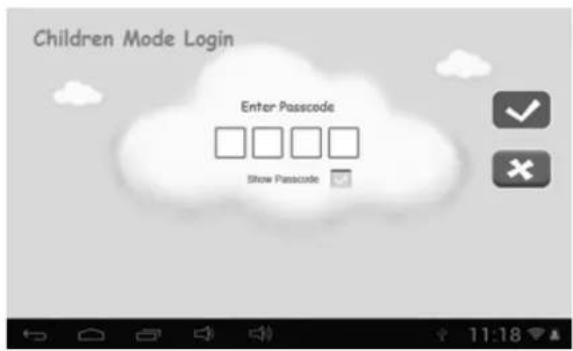 Children Mode Login Enter Passcode Show Passcode