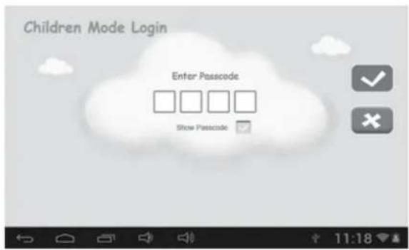Children Mode Login Enter Passcode Show Passcode