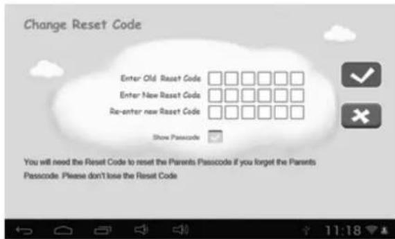 GoGen MAXPAD 7O - 1.4.1.4.5: Změna resetovacího kódu - 1