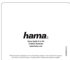 hama® Rama GmbH & Co KG D-8652 Moohlsen www.hama.com All food brands are trademarks of the corresponding companies. Times and services received, and subject to technical changes. Our general names of cademy and payment are applied.