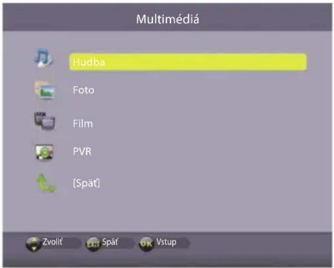 Multimédia Hudba Foto Film PVR [Spät] Zvolit Spät Vstup