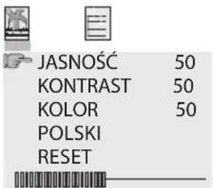 JASNOŚĆ 50 KONTRAST 50 KOLOR 50 POLSKI RESET