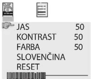 JAS 50 KONTRAST 50 FARBA 50 SLOVENČINA RESET