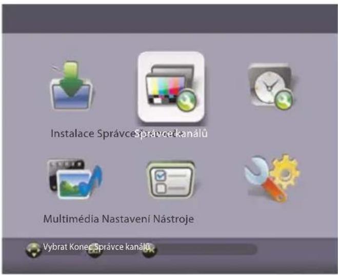 Instalace Správce Správce kanálů Multimédia Nastavení Nástroje Vybrat Konec Správce kanálů