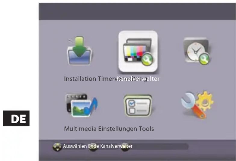 Installation Timer Kanalverwalter Multimedia Einstellungen Tools Auswählen Ende Kanalverwalter