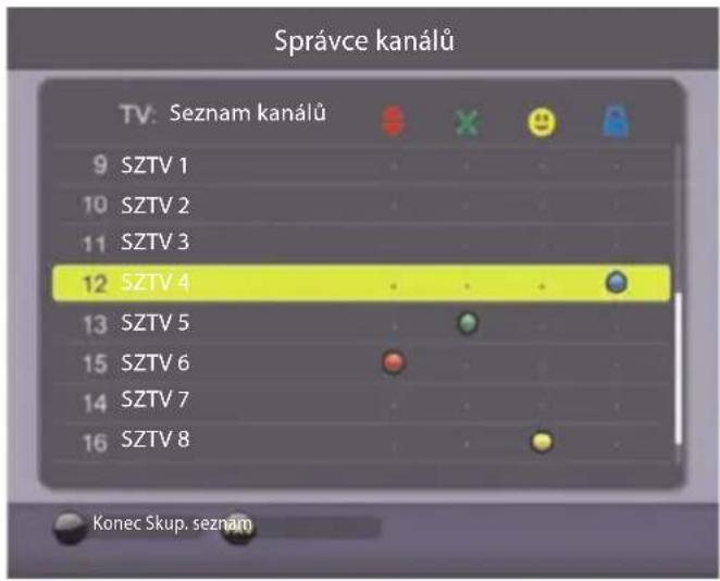 Správce kanálů TV: Seznam kanálů 9 SZTV 1 10 SZTV 2 11 SZTV 3 12 SZTV 4 13 SZTV 5 15 SZTV 6 14 SZTV 7 16 SZTV 8 Konec Skup. seznam