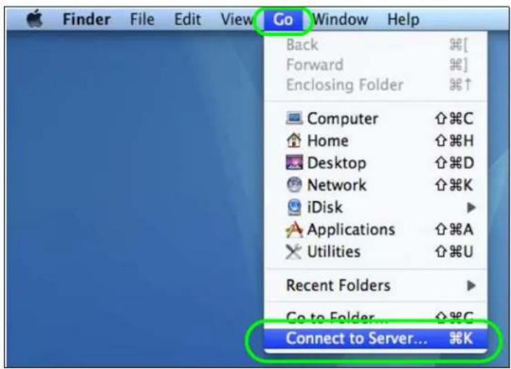 Finder File Edit View Go Window Help Back Forward Enclosing Folder Computer Home Desktop Network iDisk Applications Utilities Recent Folders Go to Folder... Connect to Server... K