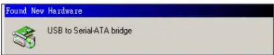 Found New Hardware USB to Serial-ATA bridge