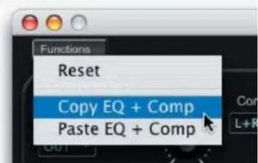 Functions Reset Copy EQ + Comp Paste EQ + Comp