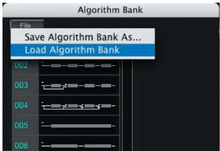 Algorithm Bank File Save Algorithm Bank As... Load Algorithm Bank 002 003 004 005 006