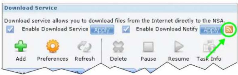 Download Service Download service allows you to download files from the Internet directly to the NSA. Enable Download Service Apply Enable Download Notify Apply Add Preferences Refresh Delete Pause Resume Task Info