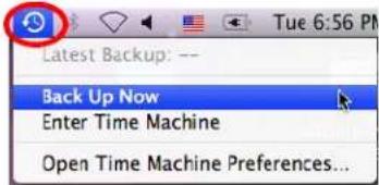 Latest Backup: -- Back Up Now Enter Time Machine Open Time Machine Preferences...
