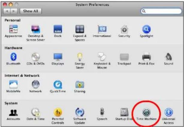 System Preferences Show All Personal Appearance Desktop & Screen Saver Dock Expose & Spaces International Security Spotlight Hardware Bluetooth CDs & DVDs Displays Energy Saver Keyboard & Mouse Trackpad Print & Fax Sound Internet & Network MobileMe Network QuickTime Sharing System Accounts Date & Time Parental Controls Software Update Speech Startup Dial Time Machine Universal Access