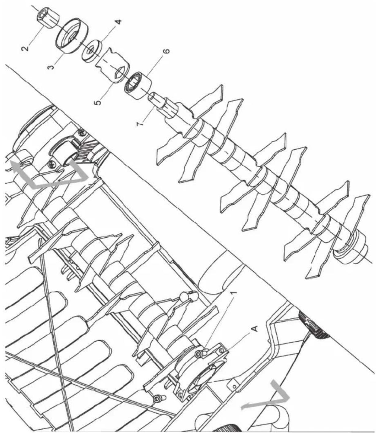 Technical diagram of a mechanical assembly with numbered components for identification