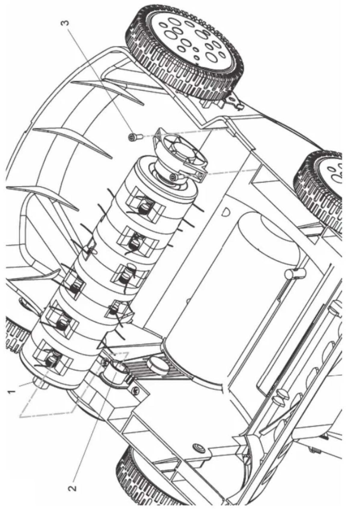 Technical diagram of a vehicle's internal components with numbered parts, likely for assembly or maintenance reference.
