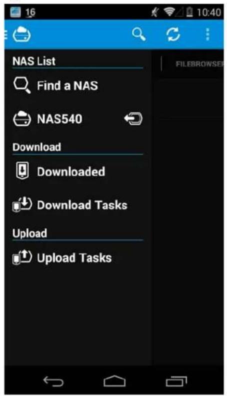 16 10:40 NAS List Find a NAS NAS540 Download Downloaded Download Tasks Upload Upload Tasks FILEBROWSE