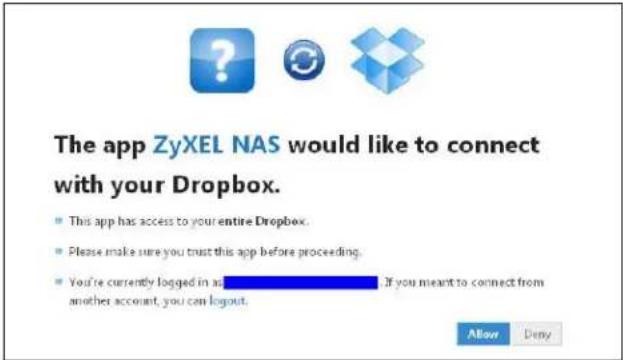 ZYXEL NAS540-16T - Dropbox Screen - 4