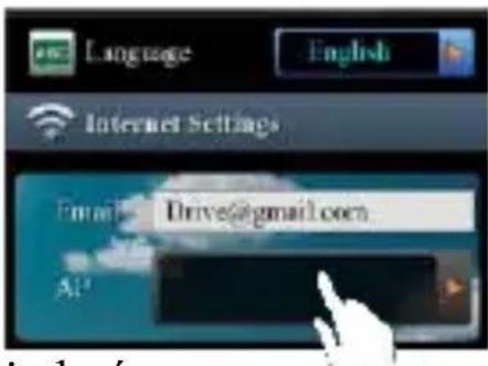 Language English Internet Settings Email: Drive@gmail.com AI