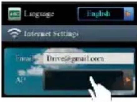 Language English Internet Settings Email: Drive@gmail.com AI