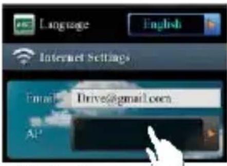 Language English Internet Settings Email: Drive@gmail.com AI