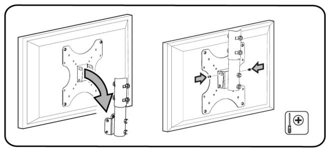 Technical diagram showing two views of a wall-mounted electrical panel with mounting hardware and directional arrows (no text or symbols)