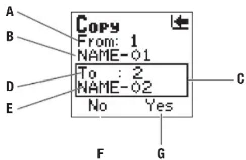 Copy From: 1 NAME-O1 To : 2 NAME-O2 No Yes A B D E C F G