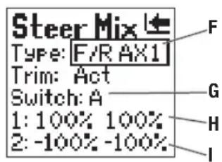 Steer Mix Type: F/R AX1 Trim: Act Switch: A 1: 100% 100% 2: -100% -100%