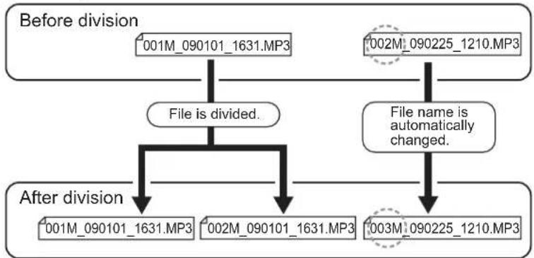 SANYO ICR-FP600D - File division and file naming after division - 1