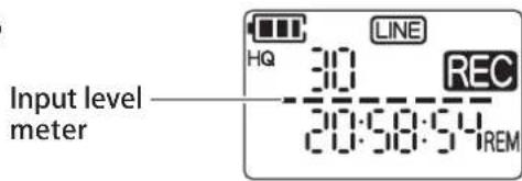 Input level meter HQ LINE REC 20:58:54 REM