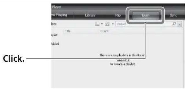 Player New Playing Library Rip Burn Sync Sets Title Count Added Click. There are no playlists in this library. Select Left to create a playlist.