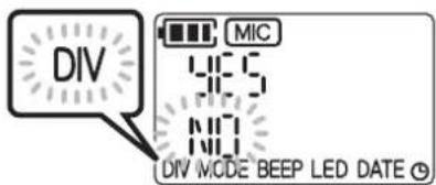 DIV MIC 40.5 NO DIV MODE BEEP LED DATE ©