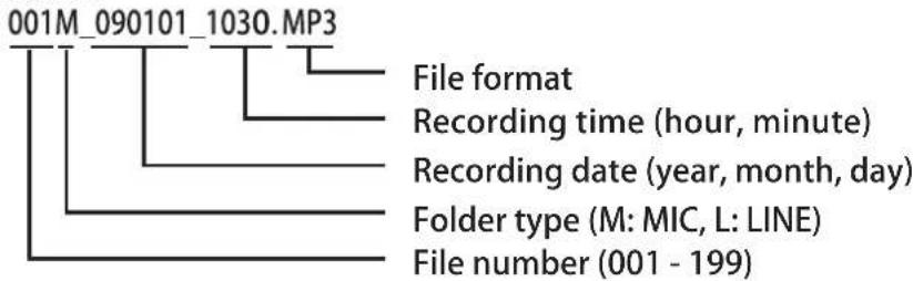 SANYO ICR-FP600D - Recording file names - 1