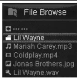 File Browse Lil Wayne Mariah Carey.mp3 Coldplay.mp4 Jonas Brothers.jpg Lil Wayne.wav