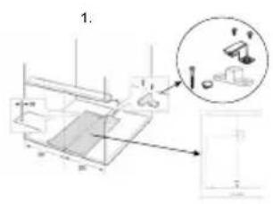 Technical diagram showing a mechanical assembly with labeled components and an inset magnified view of a component detail.