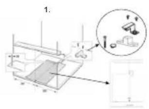 Technical diagram showing a mechanical assembly with labeled components and an inset magnified view of a component detail.