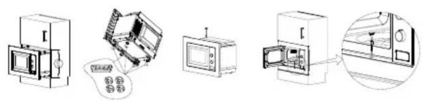 Diagram showing four steps of a microwave oven installation: adding a fan, adding a microwave, adding a microwave, and finally adding a final device.
