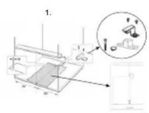 Technical diagram showing a mechanical assembly with labeled components and an inset magnified view of a device.