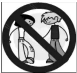 Prohibition sign with two people crossed out, indicating no smoking or rejection